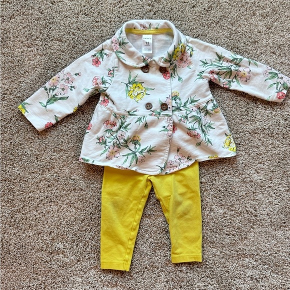 Carters baby girl 2- piece outfit set jacket pant set floral size 12 months - Picture 2 of 9